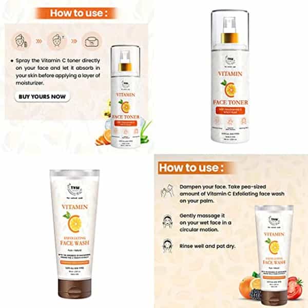 Tnw The Natural Wash Vitamin C Face Toner & Vitamin C Exfoliating Face Wash |