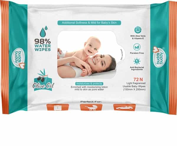 Buddsbuddy Baby Skincare Wet Wipes Light Fragranced - 72 Pieces