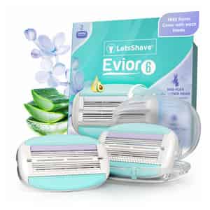 Letsshave Evior 6 Razor Blade Refills For Women (pack Of 2) | Mid-flex Blades & Dual Moisture Bar