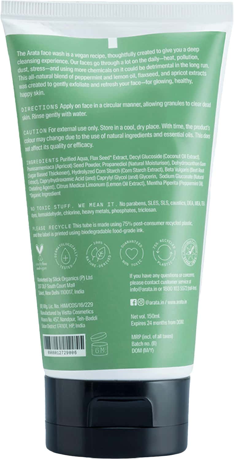 Buy ARATA NATURAL REFRESHING FACE WASH WITH PEPPERMINT LEMON OIL