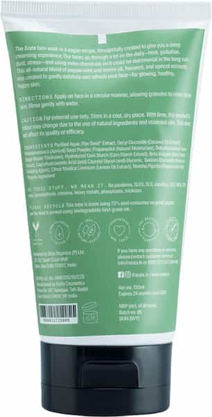 Arata Natural Refreshing Face Wash With Peppermint Lemon Oil & Organic Flaxseed (150 Ml)