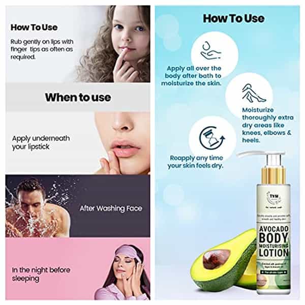 Tnw The Natural Wash Combo Of Beetroot Lip Balm And Avocado Body Lotion |Herbal Lip Balm Moisturizer