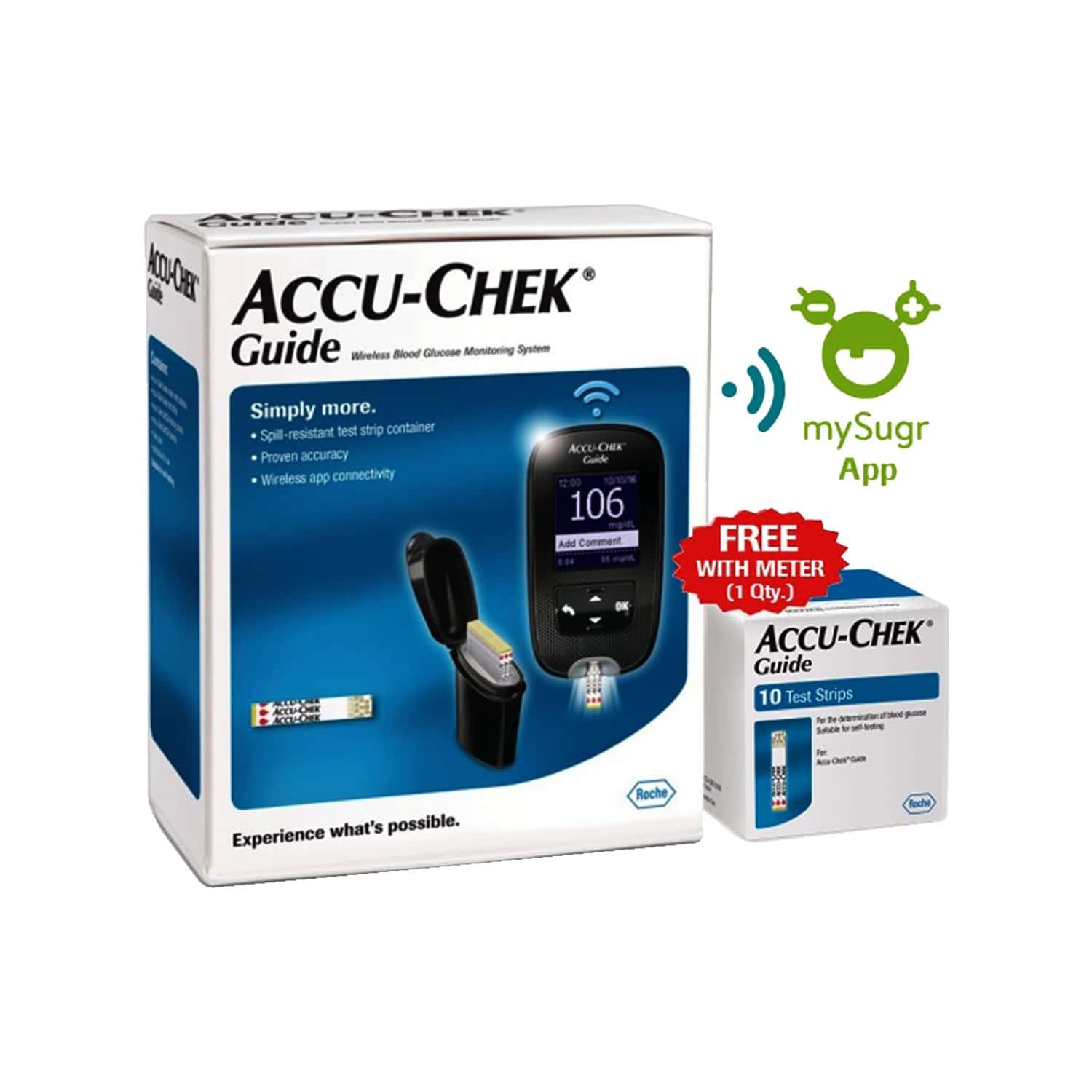 Buy ACCUCHEK GUIDE WITH FREE 10 STRIPS Online & Get Upto 60