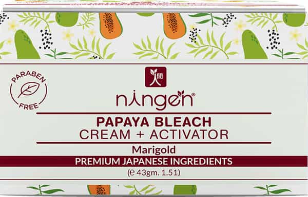 Ningen Papaya Bleach (Cream + Activator) I Marigold Extracts I For Instant Glowing Skin I 43G