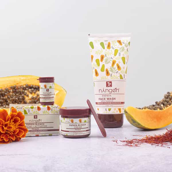 Ningen Papaya Bleach (Cream + Activator) I Marigold Extracts I For Instant Glowing Skin I 43G