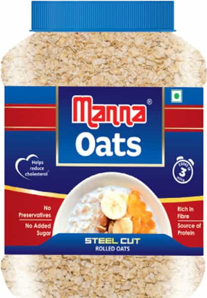 Manna Oats - Jar 500G| Steel Cut Rolled Oats -Rich In Fibre & Protein
