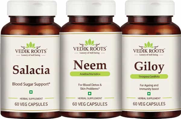 Vedikroots Salacia + Neem + Giloy 60 Capsules For Sugar Control