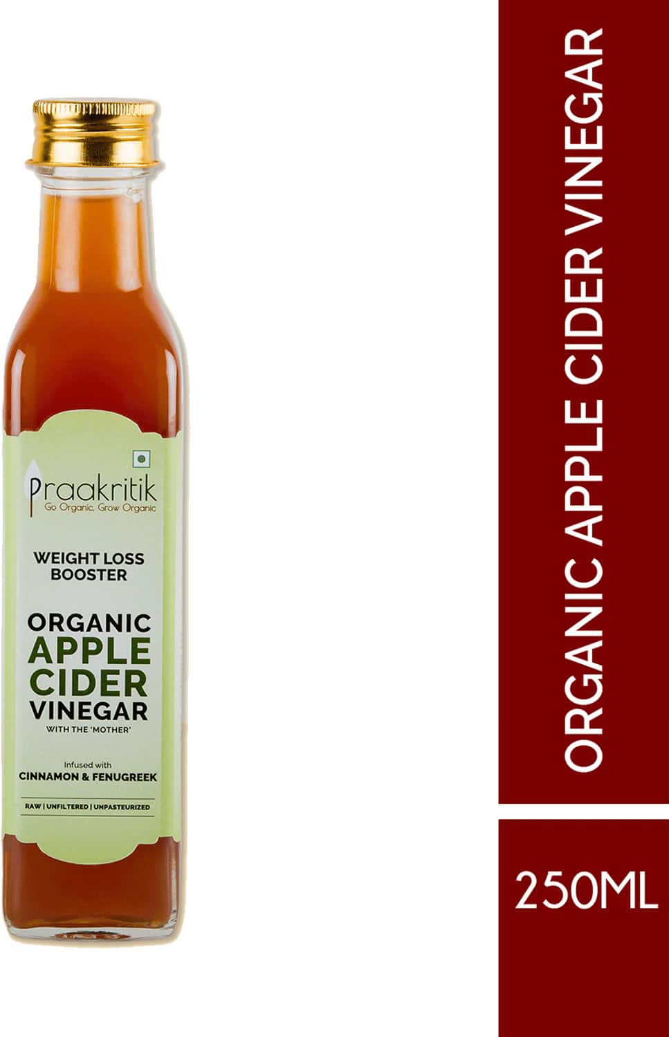 Praakritik Organic Apple Cider Vinegar With Fenugreek & Cinnamon 250 Ml