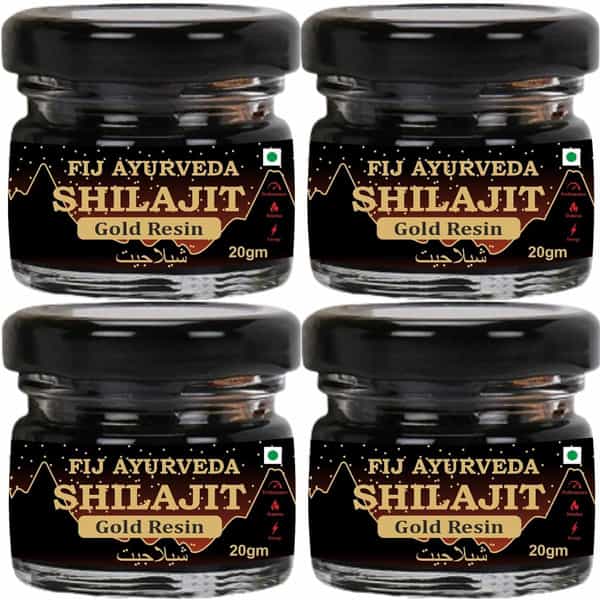 Fij Ayurveda Shilajit/Shilajit Gold Resin (Semi Liquid)|Ashwagandha, Black Musli & 24K Gold - 4X20gm