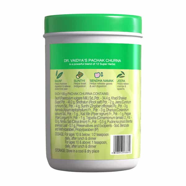 Dr. Vaidya's Pachak Churna| Ayurvedic Digestive Support - 200G | Expert-Formulated Solution
