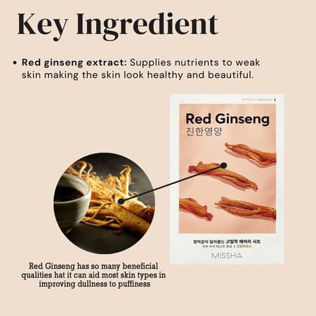 Missha Airy Fit Sheet Mask [Red Ginseng] - Pack Of 5
