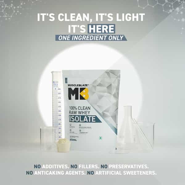 Muscleblaze 100% Clean Raw Whey Protein Isolate (Unflavoured | 2Kg) | 27G Protein Per Scoop