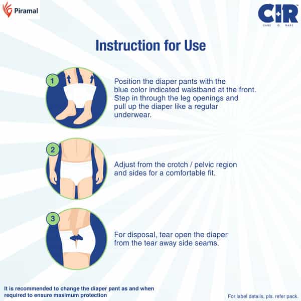 Cir Diaper | Adult Diaper | Large | Premium Pant Style | Waist (35"-47") | Pack Of 1 (10 Units)