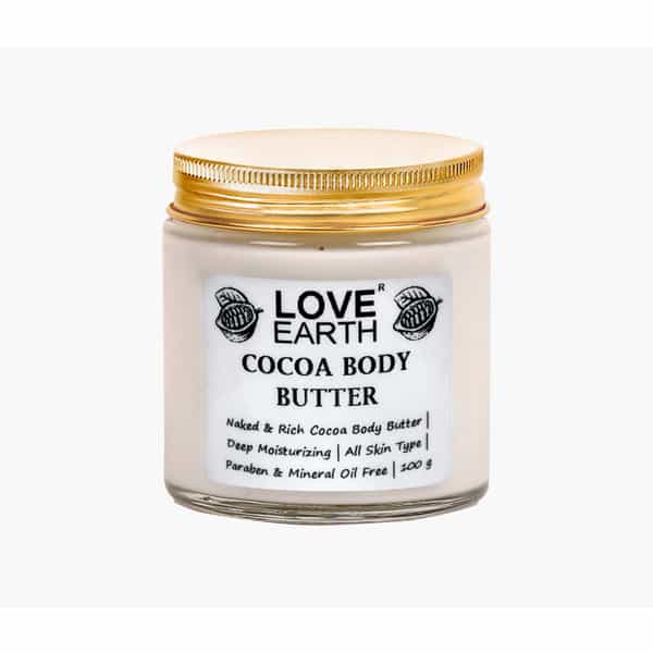 Love Earth Cocoa Body Butter With Organic Shea Butter & Cocoa Butter For Skin Moisturization 100Gm