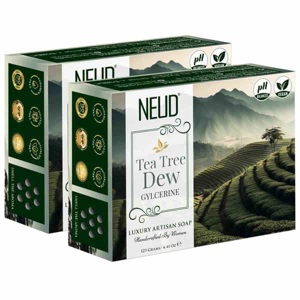 Neud Tea Tree Dew Glycerine Luxury Artisan Handmade Soaps Bar - Pack 2 | 125Gm Each