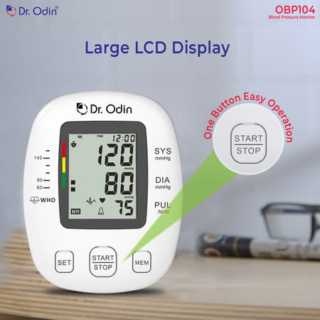 Dr. Odin Digital Blood Pressure Monitor | Accurate Bp Pulse Readings | Large Cuff (22-42cm) | Obp104