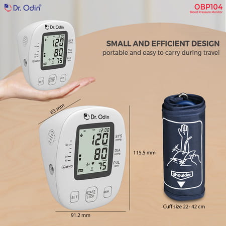 Dr. Odin Digital Blood Pressure Monitor | Accurate Bp Pulse Readings | Large Cuff (22-42cm) | Obp104