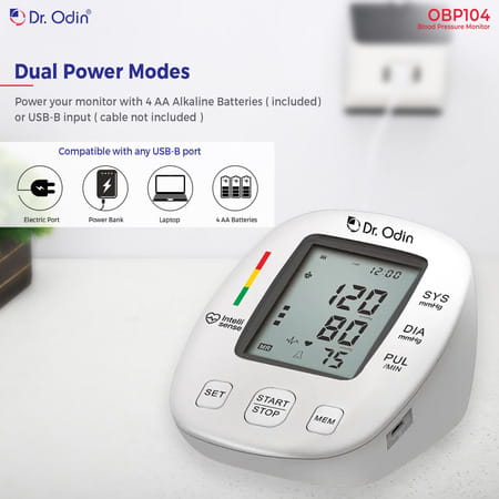 Dr. Odin Digital Blood Pressure Monitor | Accurate Bp Pulse Readings | Large Cuff (22-42cm) | Obp104