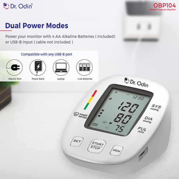 Dr. Odin Digital Blood Pressure Monitor | Accurate Bp Pulse Readings | Large Cuff (22-42Cm) | Obp104
