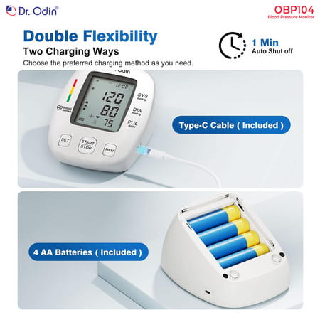 Dr. Odin Digital Blood Pressure Monitor | Accurate Bp Pulse Readings | Large Cuff (22-42cm) | Obp104