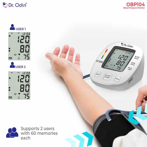 Dr. Odin Digital Blood Pressure Monitor | Accurate Bp Pulse Readings | Large Cuff (22-42Cm) | Obp104