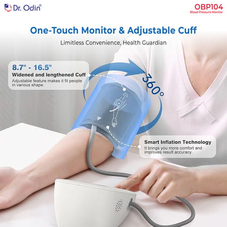 Dr. Odin Digital Blood Pressure Monitor | Accurate Bp Pulse Readings | Large Cuff (22-42cm) | Obp104