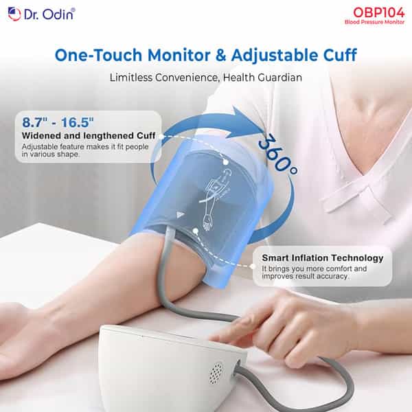 Dr. Odin Digital Blood Pressure Monitor | Accurate Bp Pulse Readings | Large Cuff (22-42Cm) | Obp104