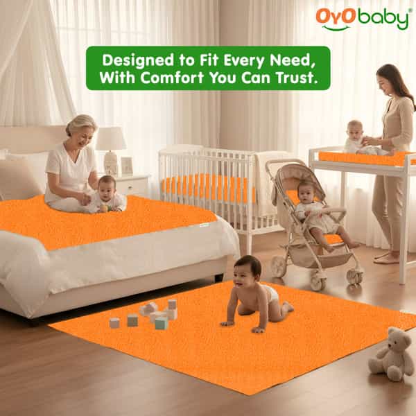 Oyo Baby Waterproof Bed Protector Baby Dry Sheet Large Peach (100 Cm X 140 Cm)