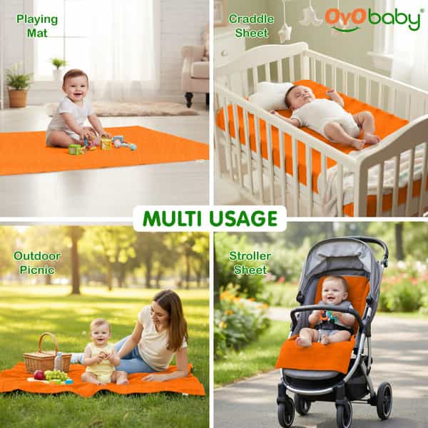 Oyo Baby Waterproof Bed Protector Baby Dry Sheet Large Peach (100 Cm X 140 Cm)