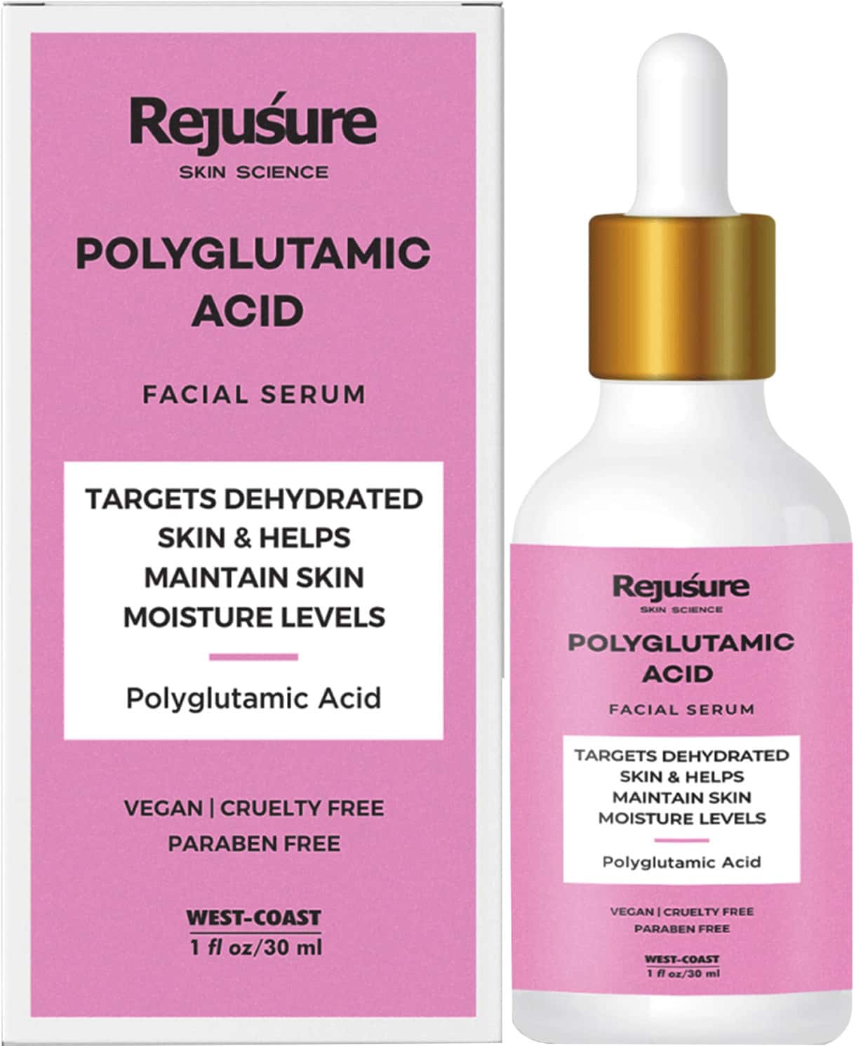 Rejusure Polyglutamic Acid Facial Serum Targets Dehydrated & Helps Maintain - 30 Ml