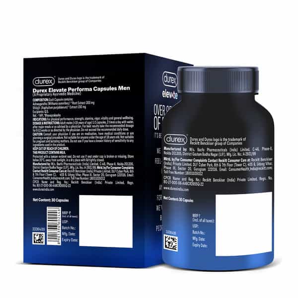 Durex Elevate Performa Shilajit Capsules For Men Bottle Of 30