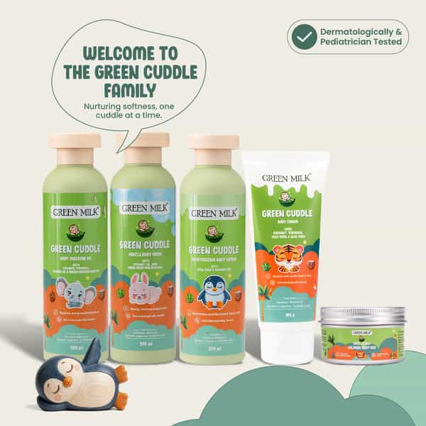Green Milk Green Cuddle Baby Lotion | Aloe Vera | Milk Protein & Coconut Oil Lotion 3+ Months 200 Ml