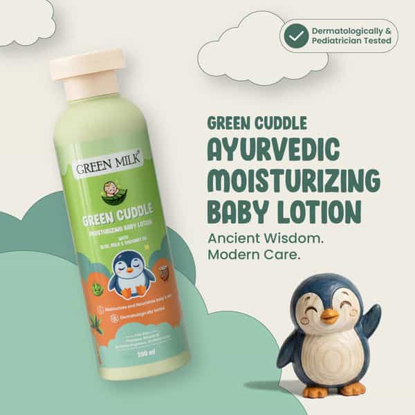 Green Milk Green Cuddle Baby Lotion | Aloe Vera | Milk Protein & Coconut Oil Lotion 3+ Months 200 Ml