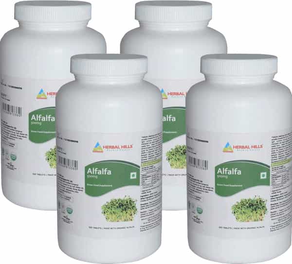 Buy HERBAL HILLS ALFALFA 500 TABLETS SUPER SAVER PACK OF 4 Online