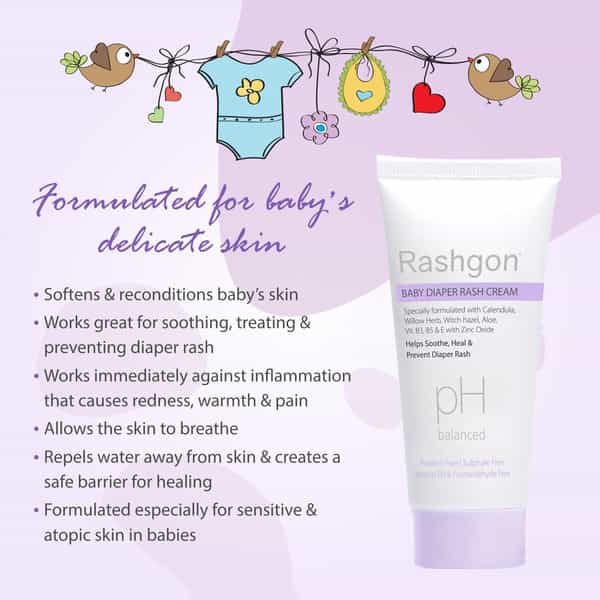 Rashgon Baby Diaper Rash Cream 50 Gm | With Calendula & Witch Hazel (Pack Of 2)