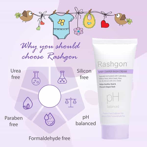 Rashgon Baby Diaper Rash Cream 50 Gm | With Calendula & Witch Hazel (Pack Of 2)