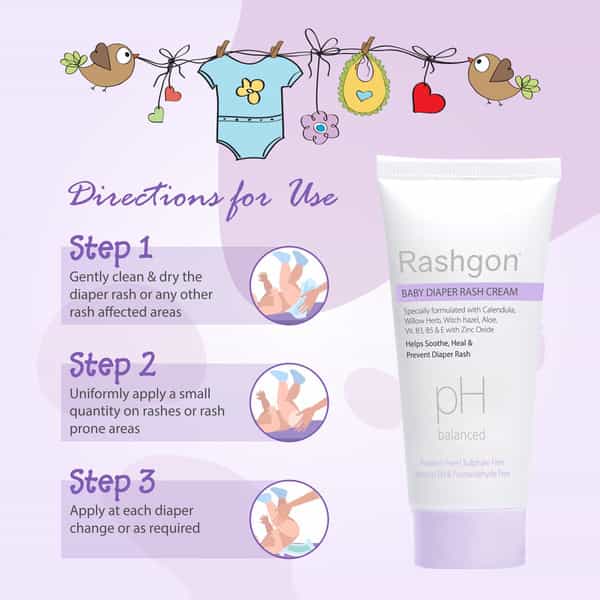 Rashgon Baby Diaper Rash Cream 50 Gm | With Calendula & Witch Hazel (Pack Of 2)