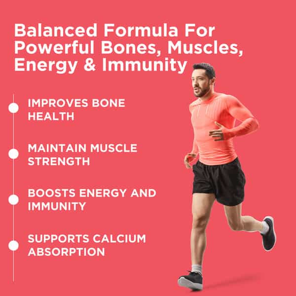 Hk Vitals Calcium Magnesium & Zinc (60 Tablets) | With Vitamin D3 | Calcium Supplement