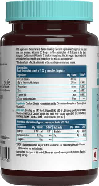 Hk Vitals Calcium Magnesium & Zinc (60 Tablets) | With Vitamin D3 | Calcium Supplement