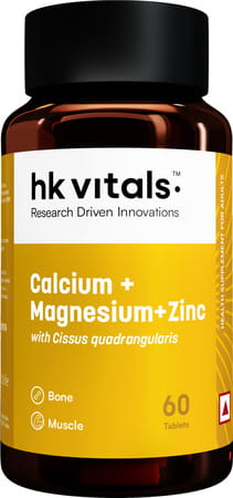 Hk Vitals Calcium Magnesium & Zinc (60 Tablets) | With Vitamin D3 | Calcium Supplement