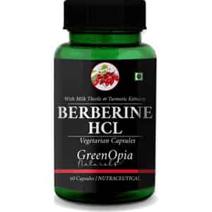 Greenopia Berberine Hcl With Milk Thistle & Turmeric Extracts | 60 Vegetarian Capsules
