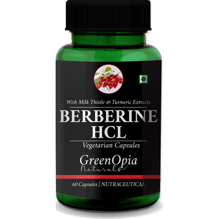 Greenopia Berberine Hcl With Milk Thistle & Turmeric Extracts | 60 Vegetarian Capsules