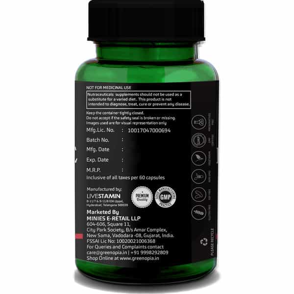 Greenopia Berberine Hcl With Milk Thistle & Turmeric Extracts | 60 Vegetarian Capsules