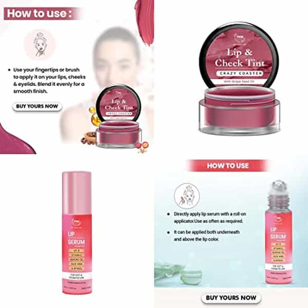 Tnw The Natural Wash Lip Care Combo With Crazy Coaster Lip & Cheek Tint And Lip Serum