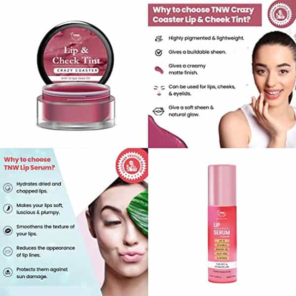 Tnw The Natural Wash Lip Care Combo With Crazy Coaster Lip & Cheek Tint And Lip Serum