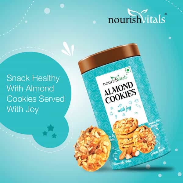 Nourishvitals Almond Cookies Heavenly Bites Source Of Protein Genius Snack 120G X Pack Of 2