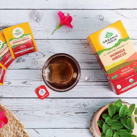 Organic India Moringa Hibiscus Tea | 25 Tea Bag