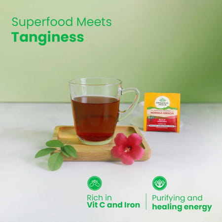 Organic India Moringa Hibiscus Tea | 25 Tea Bag