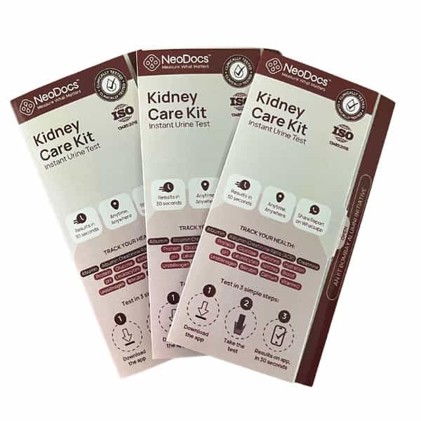 Neodocs Kidney Care Urine Test Kit| Instant At-Home | Track 15 Parameters |Pack Of 3
