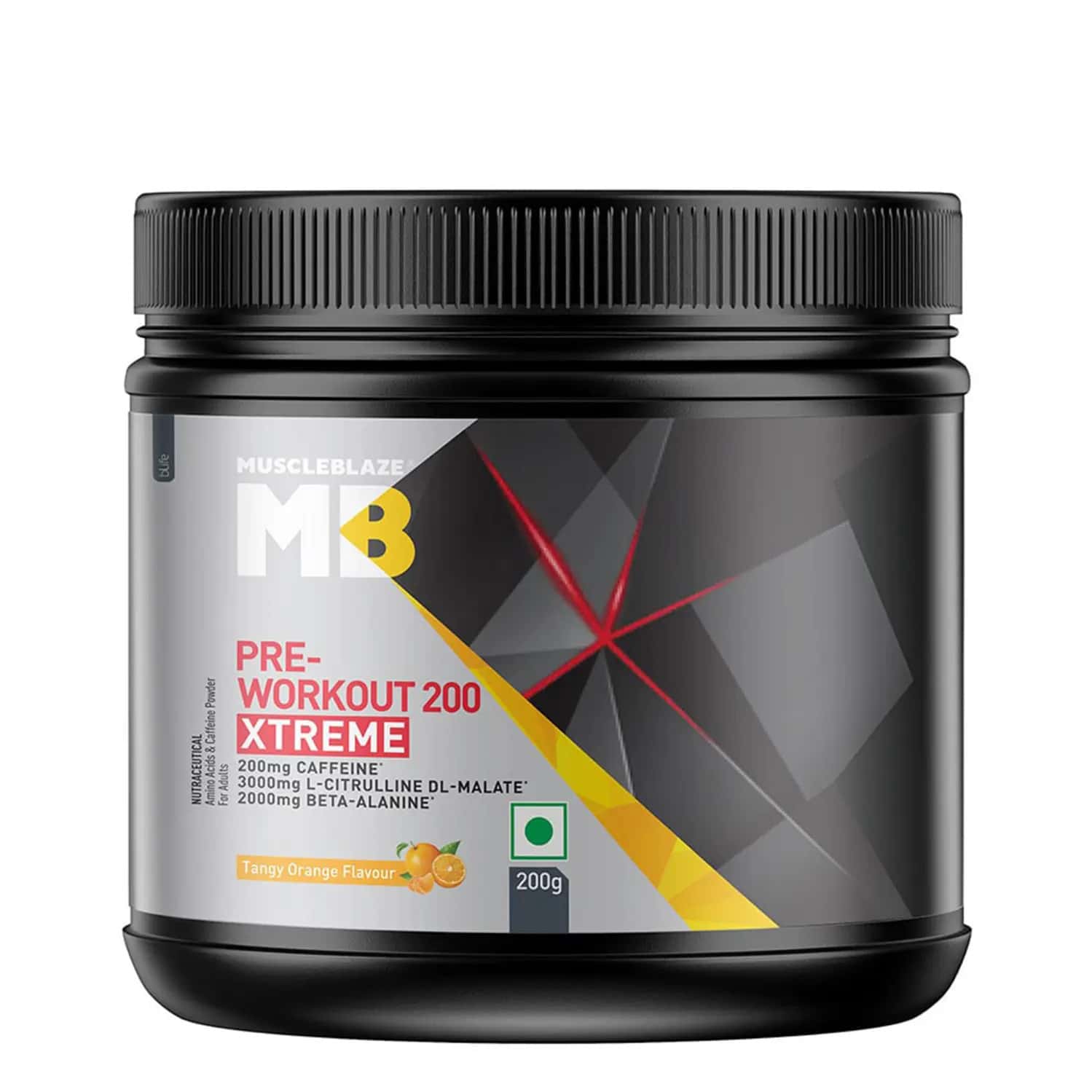 Muscleblaze Pre Workout 200 Xtreme (Tangy Orange | 30 Servings | 200g)